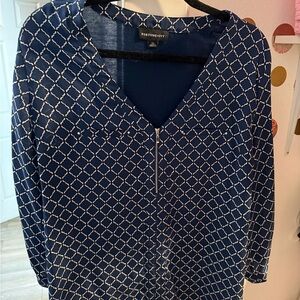 Portofino City Navy Patterned Women's Blouse
